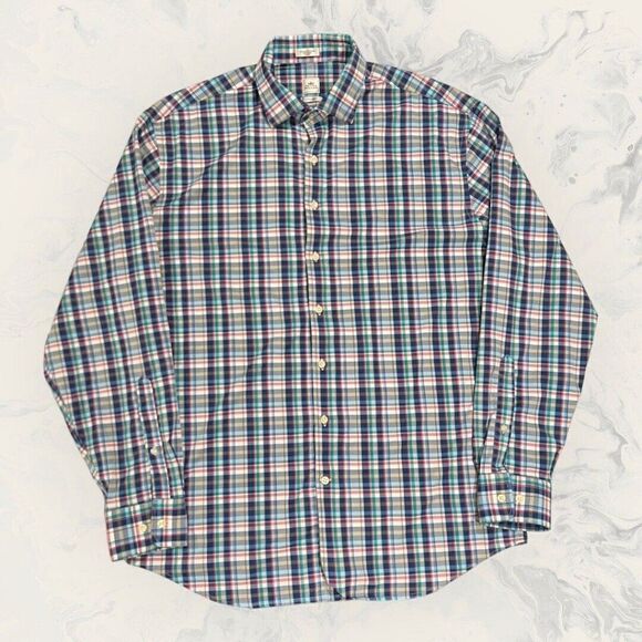 Peter Millar Mens Crown Sport Shirt Long Sleeve Blue Pink Green Plaid Size LT - Picture 1 of 6